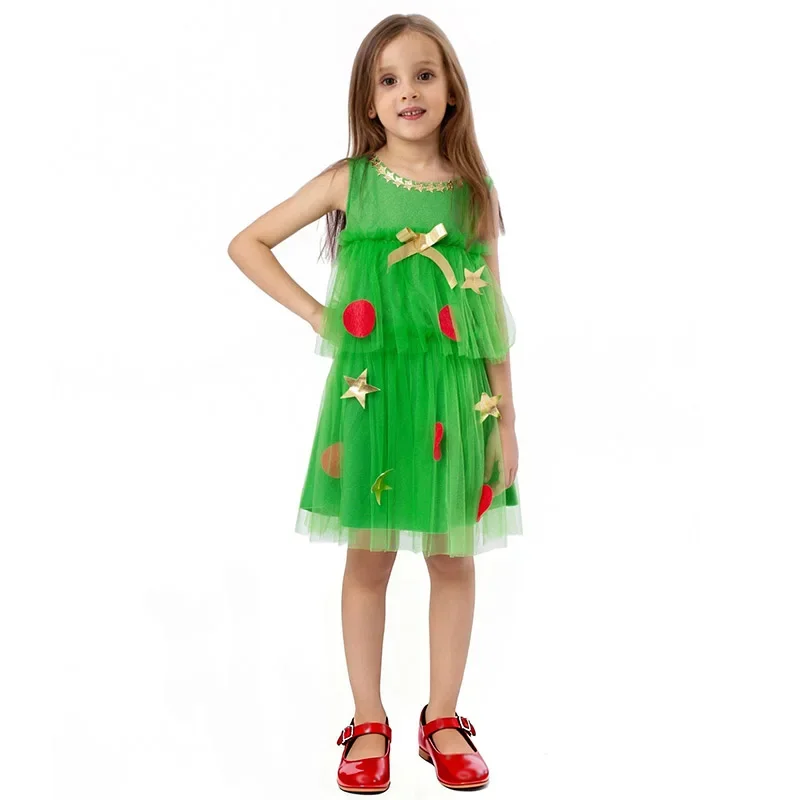 

2026 New Arrival Little Christmas Tree Halloween Fancy Dress Up Children Christmas Outfit Girls Christmas Dress Costume