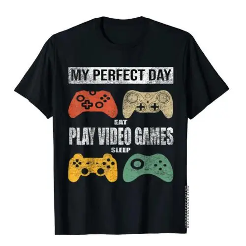 My Perfect Day Video Games T-Shirt Funny Cool Gamer Tee Unisex Fashion T-Shirt