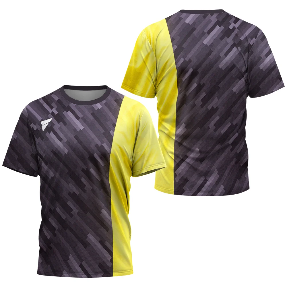 Herren T-Shirt 3D Tischtennis Druck T-Shirts Sommer Tennis Badminton T-Shirt Jogging und Fitness Club Quick Dry Kurzarm Tops