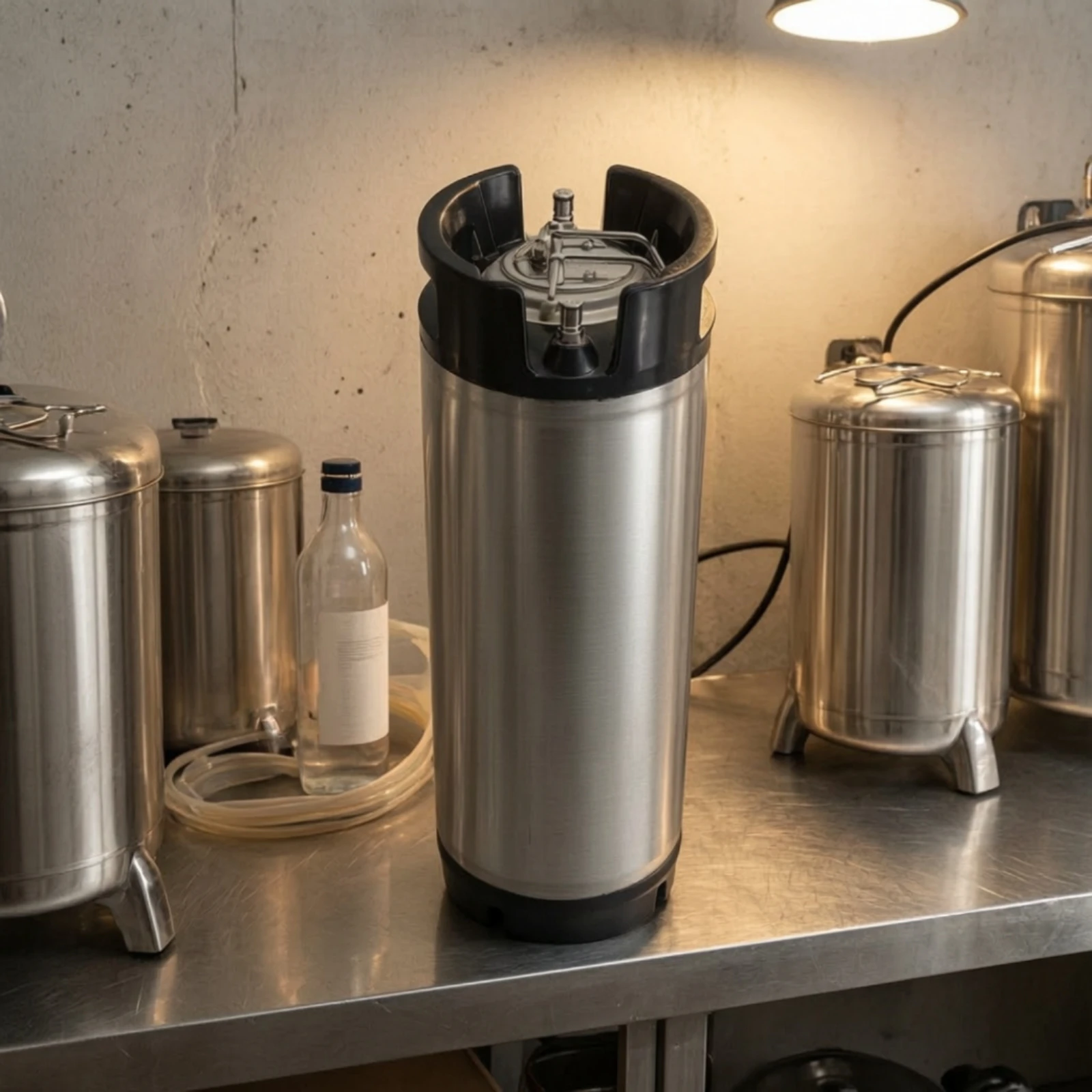 Corny Keg 304 Stainless Steel Keg with Two Rubber Handles Pressure-Rated Airtight for Homebrewers, Kegerators