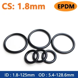 10-50pcs Thickness CS 1.8mm EPDM Rubber O Ring ID 1.8-125mm Acid Alkali Water and Friction Resistance O-Ring Seal Gasket Black
