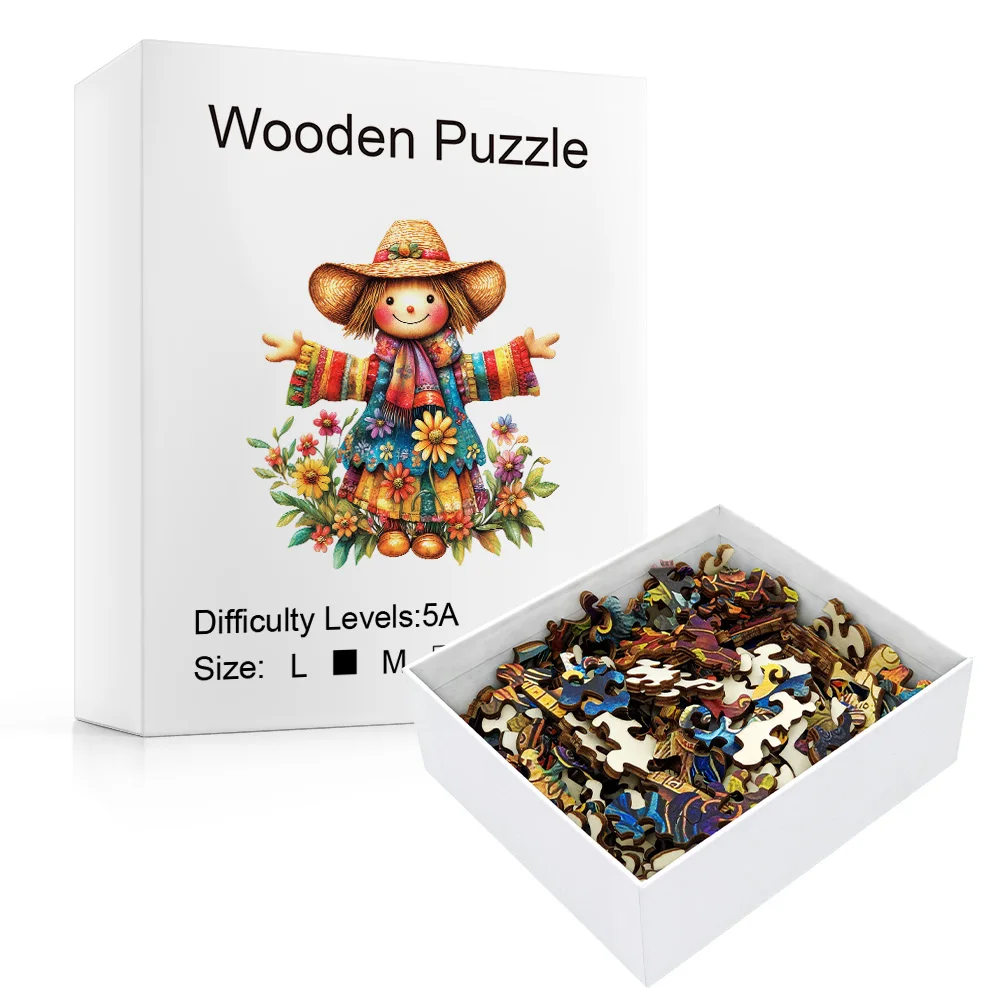Rustic Fall Scarecrow Wooden Puzzle, Colorful Country‑Style Design, Whimsical Pieces, Ideal For Home Decor & Birthday Gift