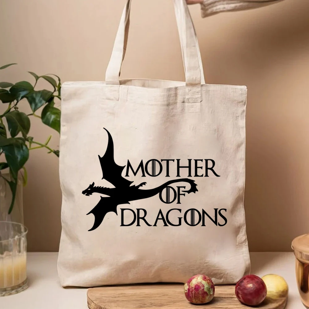 Sacs fourre-tout en toile de grande capacité pour dames, sacs à main de shopping, imprimé de lettres, mère du programme d'études, or, famille de dragon, Merch, sac initié élégant