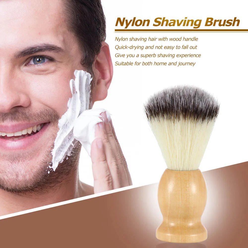 1 Pc Nylon Hair Shaving Brush With Wood Handle Beard Cleaning Tool for Home/Travel Hairstyle Salon Barber DIY Hair Styling Tool