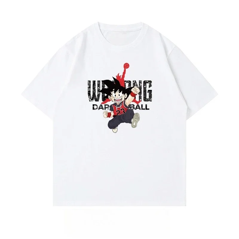 Japanese Trendy Brand Dragon Ball Goku Short-sleeved T-shirt Men's Summer Pure Cotton Loose Basketball Sports and Leisure  Top