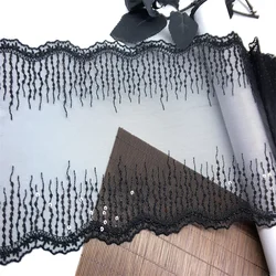 2 Yards Black Tulle Sequin Lace trim Embroidery Sequined Mesh Lace Fabrics DIY Dress Sewing decritive Sequins Crafts