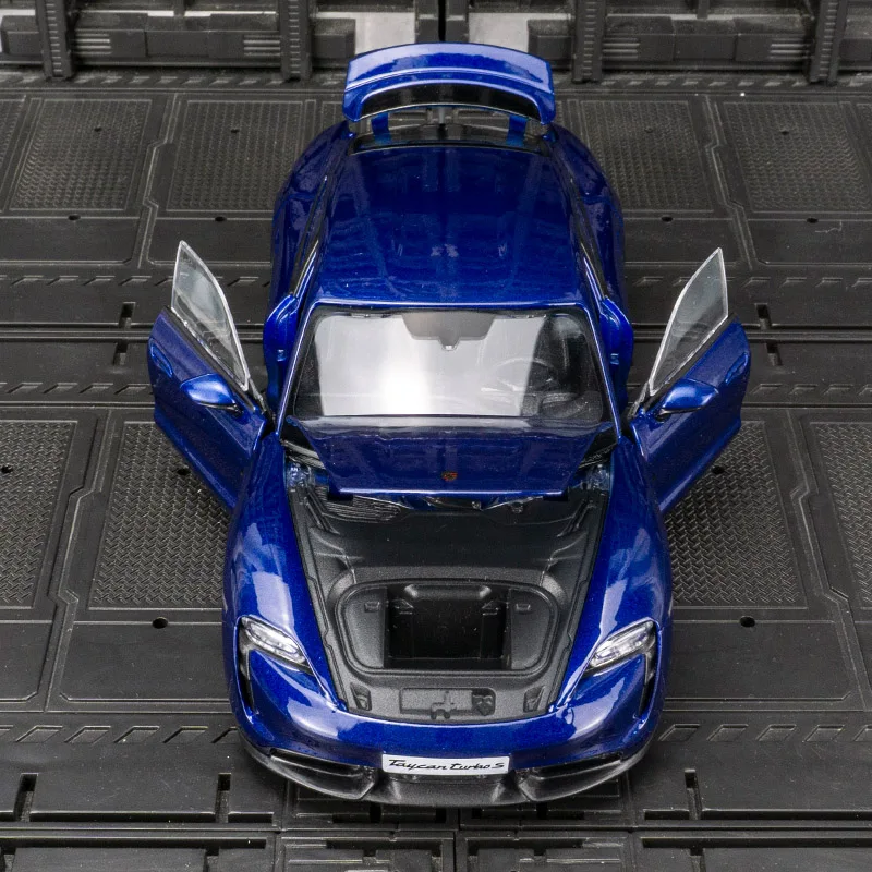 Bburago 1:24 Porsche Taycan Turbo S سبيكة نموذج سيارة خارقة لتزيين السيارة، الأبواب وغطاء المحرك، يمكن فتح صندوق السيارة