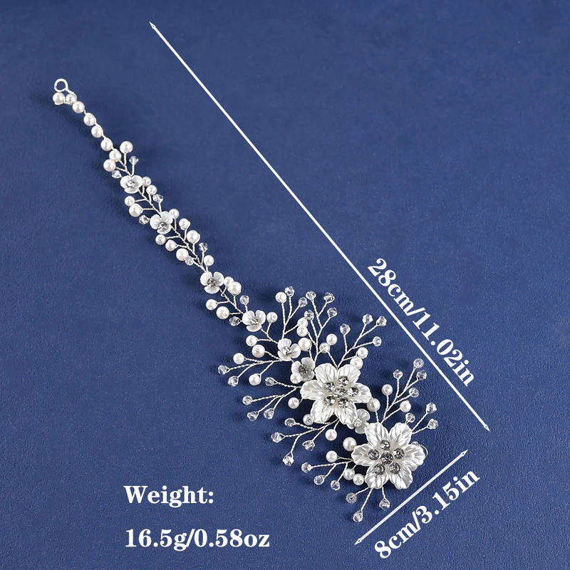 Imitation Pearl White Flower Hair Band Handmade Rhinestone Headband Women Bridal Headwear Wedding Party Hair Accessories