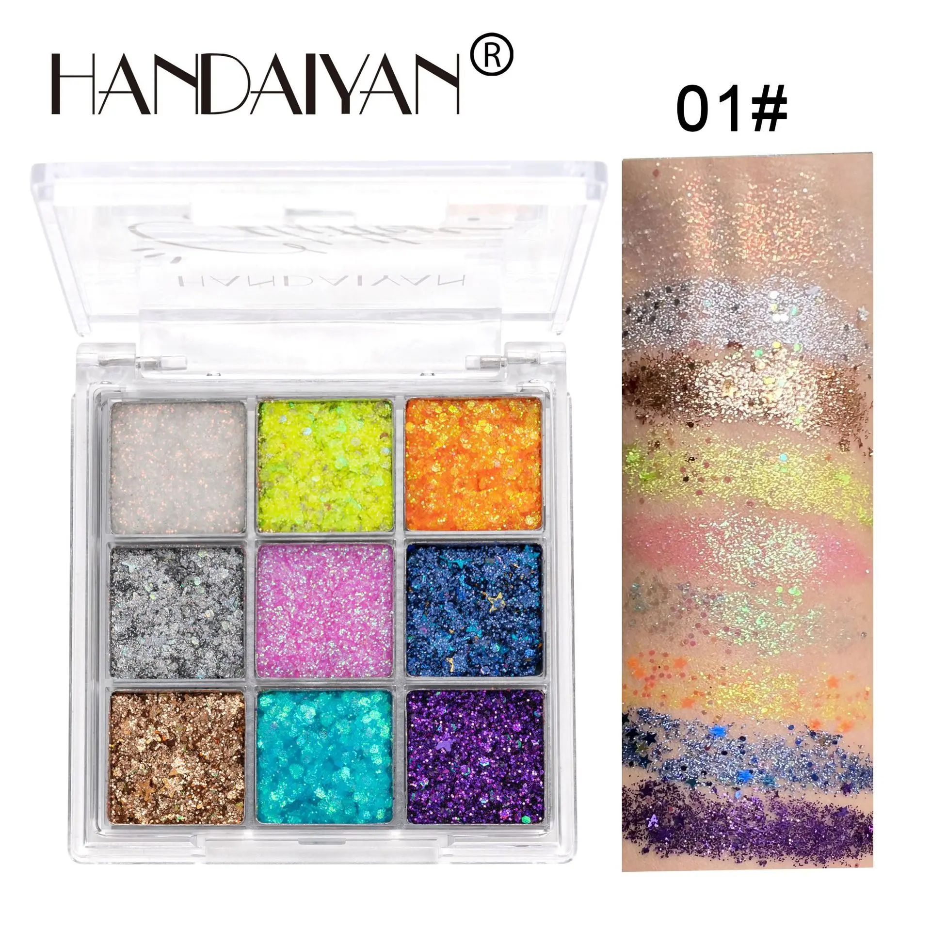 Palette de fards à paupières professionnels à paillettes, 9 couleurs, or, bleu, jaune, maquillage de fête, Cosplay, formule végétalienne sans cruautéauté