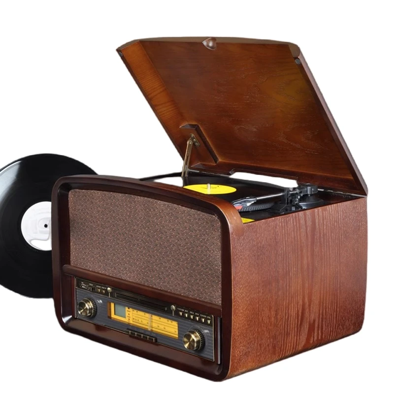 Bluetooth Retro Phonograph Antique Record Player Vinyl Record Player CD Player Radio Vintage Living Room Decor