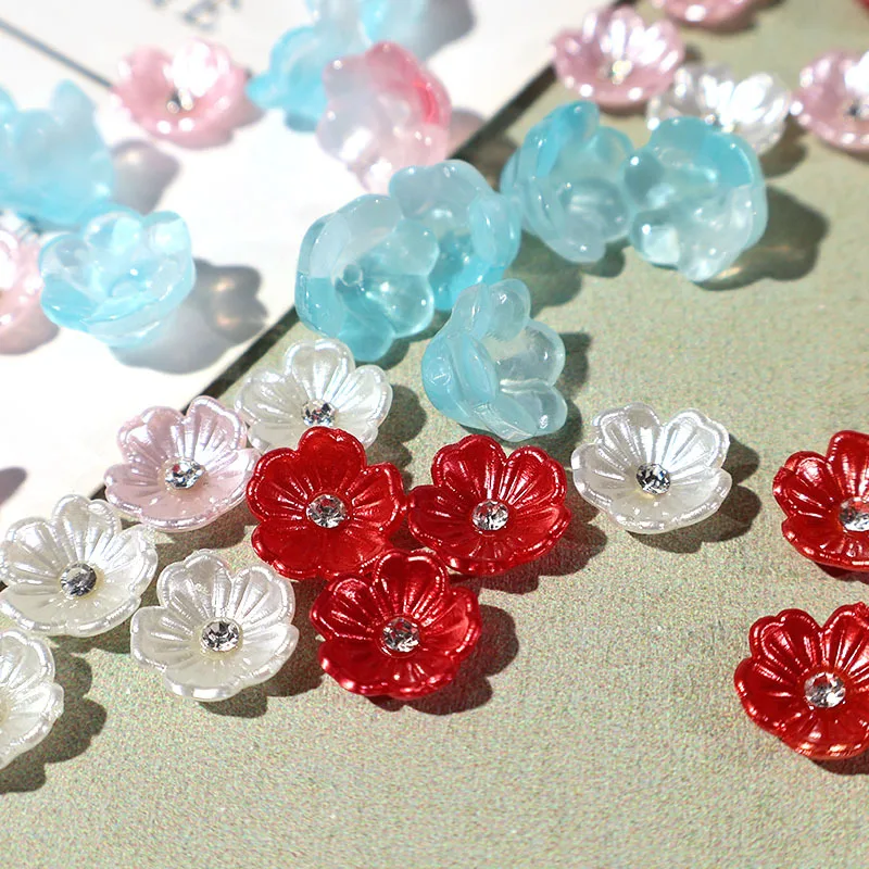 Best Mini diamond set five petal flower Convallaria resin flower Fortune Bag diy handmade decorative hair tiara