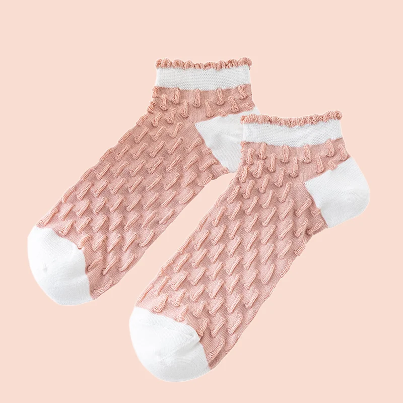 Chaussettes en coton à grille en dentelle pour femmes, absorbant la transpiration, respirantes, douces, petites, fraîches, bateau, été, nouveau, 2024, 5 paires