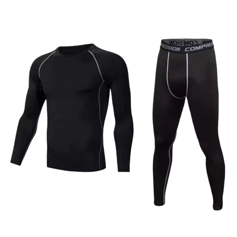 

New men's sportswear high elasticity quick-dry football tights training suit basketball pure color compression sportswear