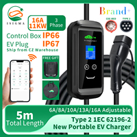 ISIGMA 5M 11KW 16A Type2 Tuya APP WIFI Control EV Portable Charging Box Electric Car Charger CEE RED Plug Vehicle Charger