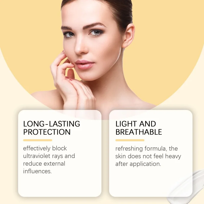 Crema solare portatile per il viso, impermeabile, rinfrescante, non grassa, per la formatura di film rapido per i viaggi