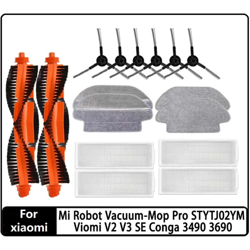 Main Side Brush Filter Mop Accessories For Xiaomi Mi Robot Vacuum-Mop Pro STYTJ02YM 2S 3C Viomi V2 V3 SE Conga 3490 3690 Vacuum