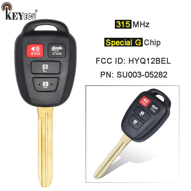 KEYECU 314.3MHz Special G Chip FCC ID: HYQ12BEL, PN: SU003-05282 Remote Key Fob 4 Button for Scion FR-S Toyota 86 2016-2017