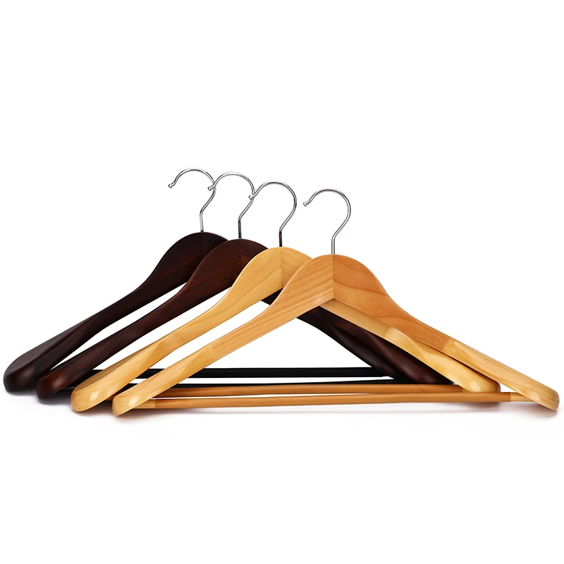 4Pcs Wooden Hanger Suit Clothes Racks Solid Wood Wide Shoulders Coat Hangers Thickening Pant Rack Clothing Wardrobes Organizer