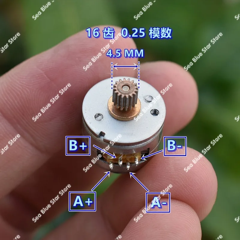 Micro motor two-phase four-wire 15MM stepper motor with gear, phase resistance 9.3 ohms, step angle 18 degrees