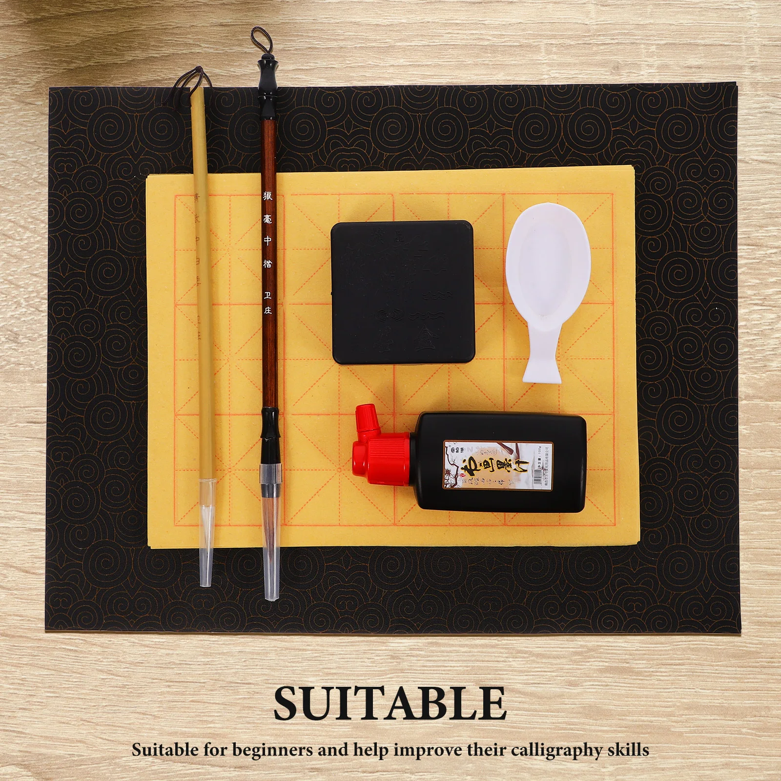 

1Set Calligraphy Brush Ink Stone Ink Chinese Japanese Calligraphy Practice Kit for Beginners Study Writing Brush