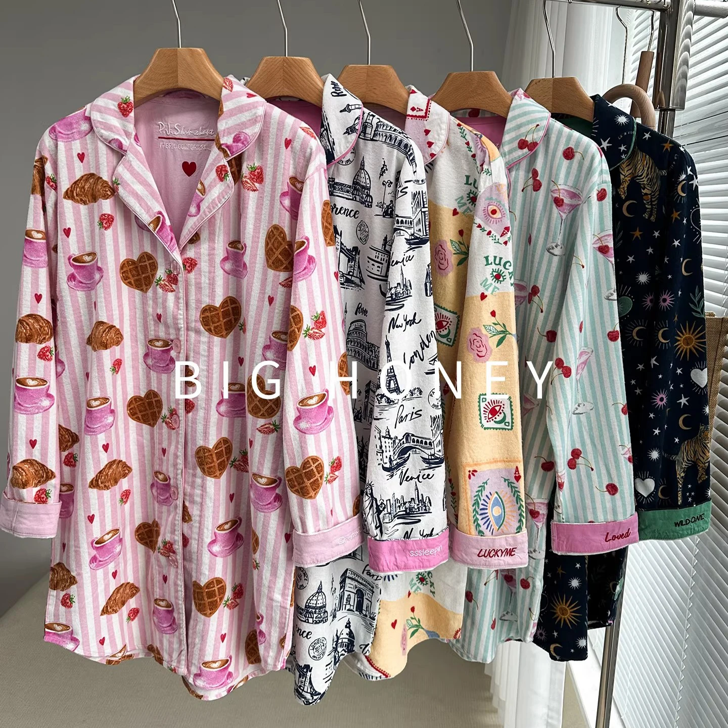 

Pure Cotton Pajama Nightgown Women Long Sleeve Button Nightwear Top Sleep Shirts Cartoon Women's Nightdress Ladies Sleepwear
