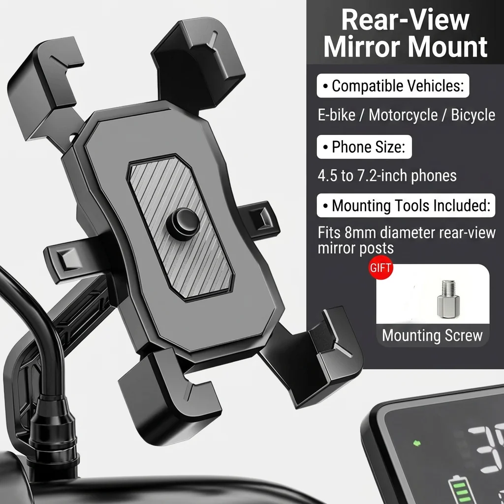 Navigation Phone Mount High-Quality Electric Scooter Phone Holder Motorcycle Phone Mount Anti-Shake For Motorcycle Delivery