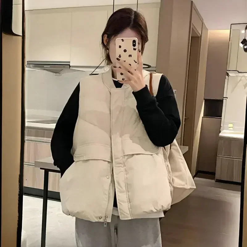 Stand Collar Women's Vests Half Short Elegant Warm Insulated Lady Padded Cotton Giletes Coats on Sale Cold Winter Clothing Cheap