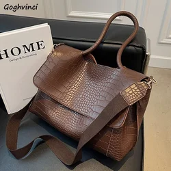 PU Leather Tote Bags Women Fashion Simple Bolsos Vintage Ladies Large Handbags Luxury Streetwear Shoulder Bag Niche Office Lady