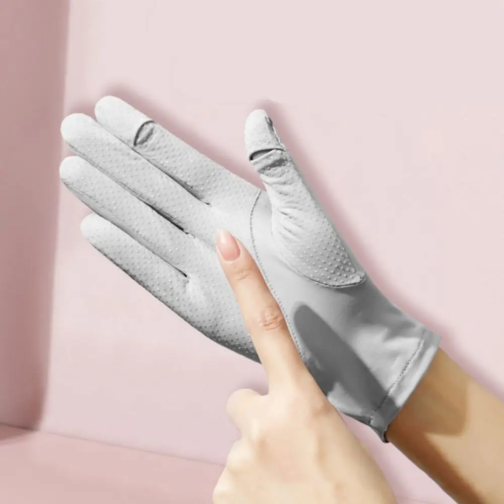 Touch Screen Gloves Sun Protection Gloves Two Fingers Gloves Non-slip Gloves Sunscreen Ice Silk Gloves Summer Anti-UV