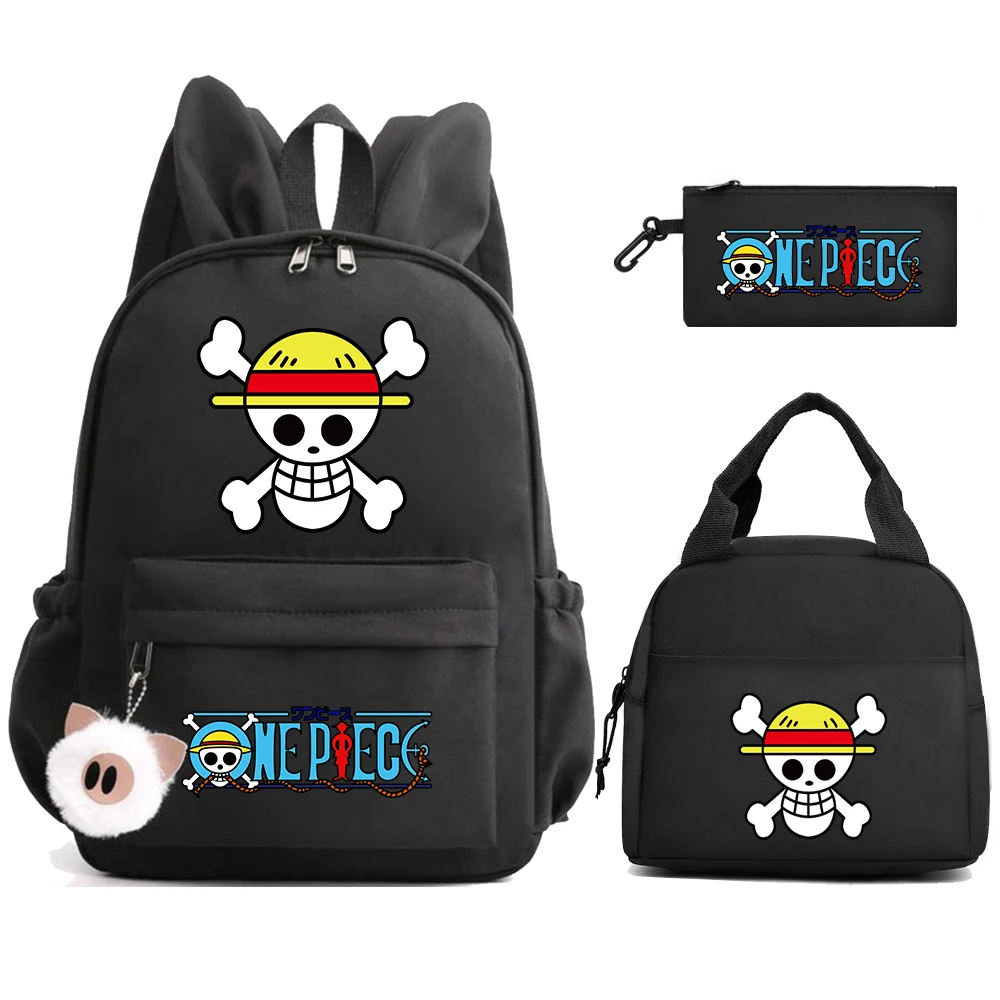 

3Pcs/set Anime One Piece Backpack for Girl Boy Children Bookbag with Lunch Bags Teen Student Back To School Backpack Women Bags