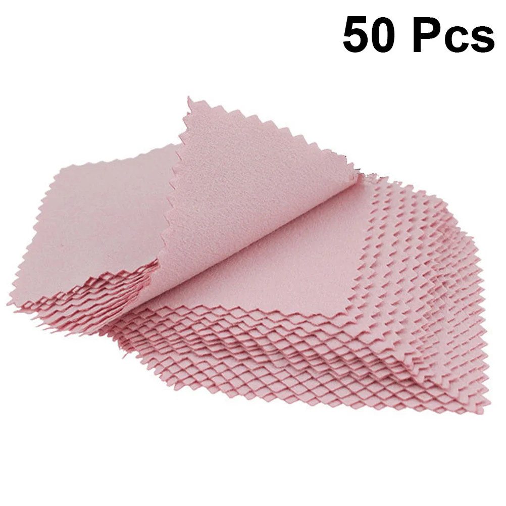 

50Pcs Jewelry Cleaning Cloth Suede Nap Lightweight Portable for Silver Jewelry Glass Lens Polishing Cleaning Cloth