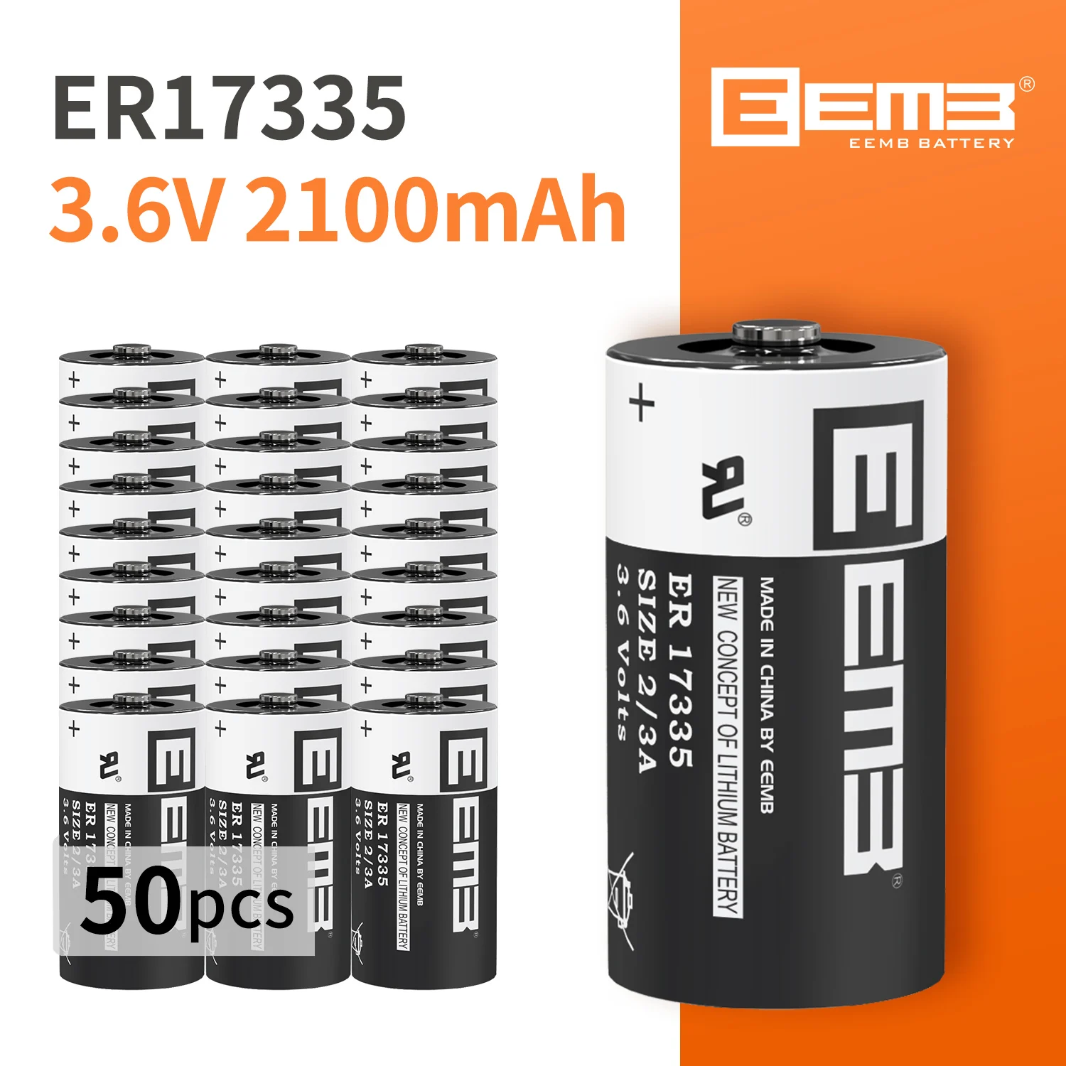 

50PCS 3.6V Lithium Battery ERbattery17335 Non rechargeable EEMB brand Factory shipment