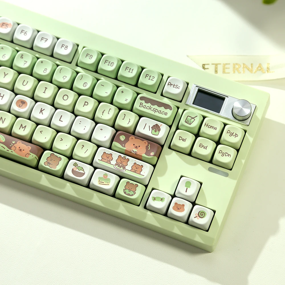 MOAPBT-Capuchons de clavier ronds personnalisés à sublimation thermique, jolis capuchons de clavier, compatibles avec le commutateur MX, dessert, vert, Hi75, 132 touches