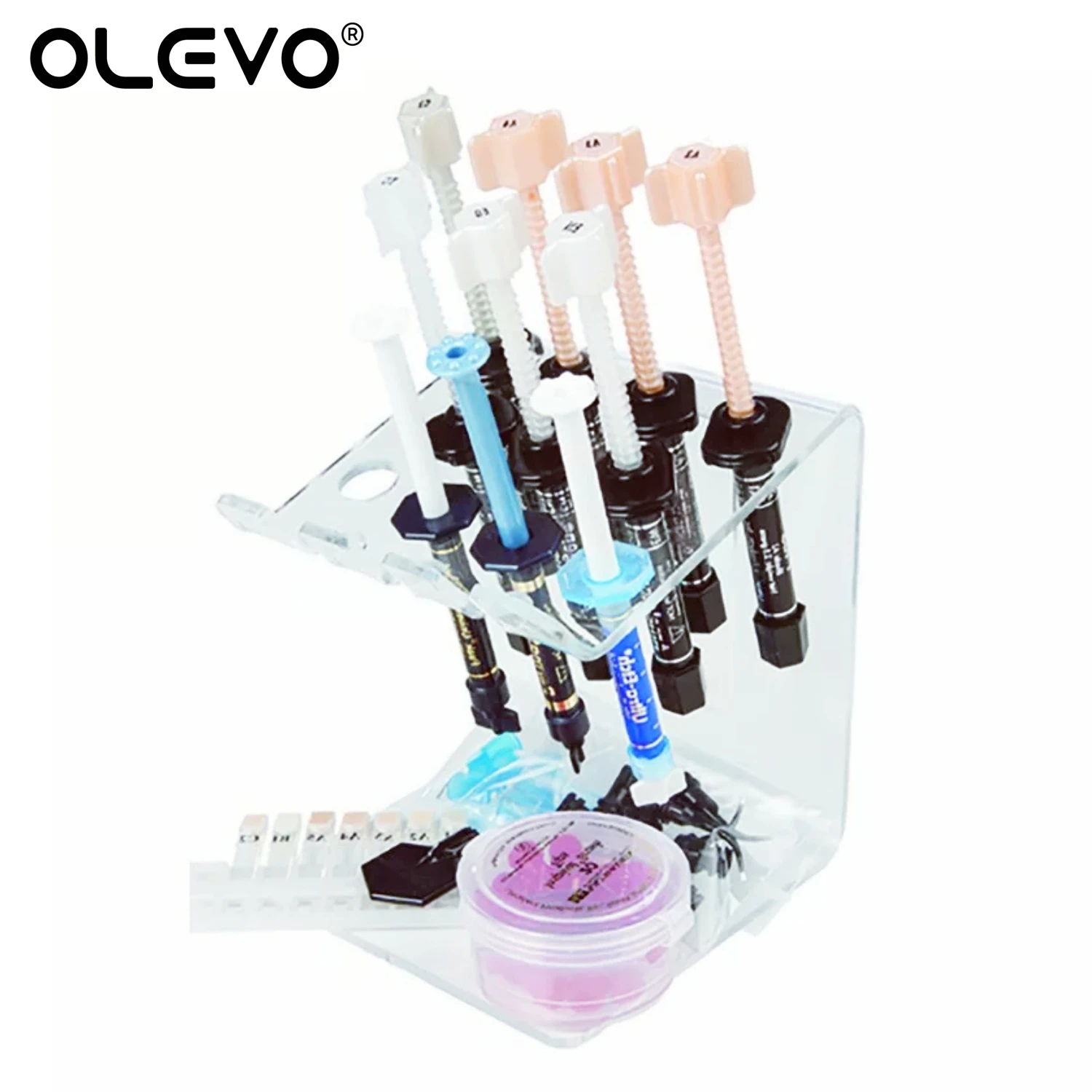 Dental Resin Composite Holder Syringe Acrylic Organizer Applicator Dispenser Storage Box Transparent Dentist Clinic Supplies