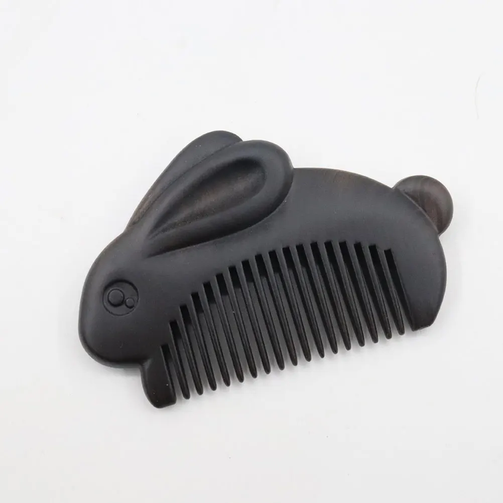 

Wooden Comb Small Portable Rabbit Shape Cartoon Cute Eboney Combs Anti Static Smooth Texture Durable Practical Hair Care