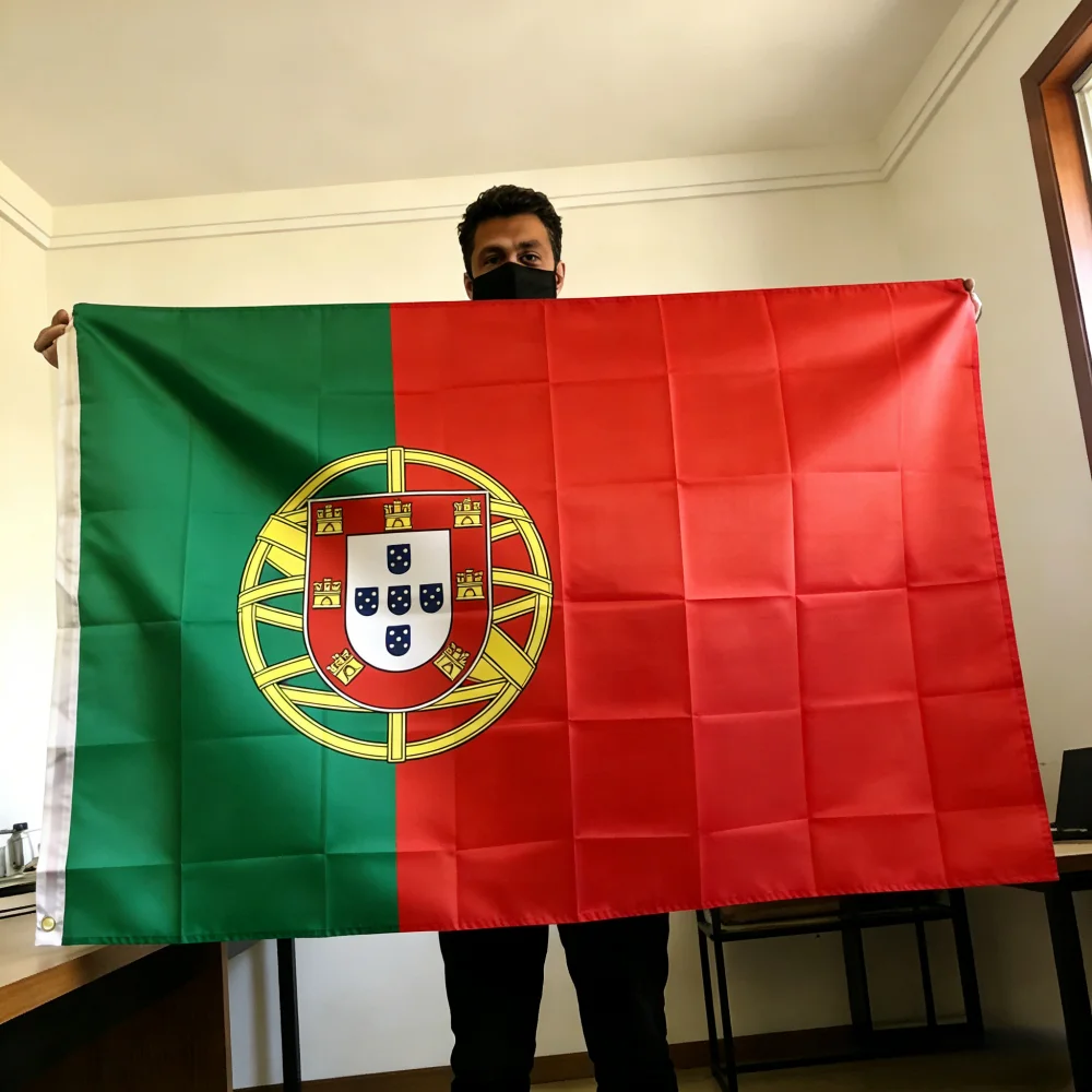 Portugal Flag 150x90cm 3x5 FT with Coat of Arms Polyester Double Stitched Outdoor Indoor Decoration