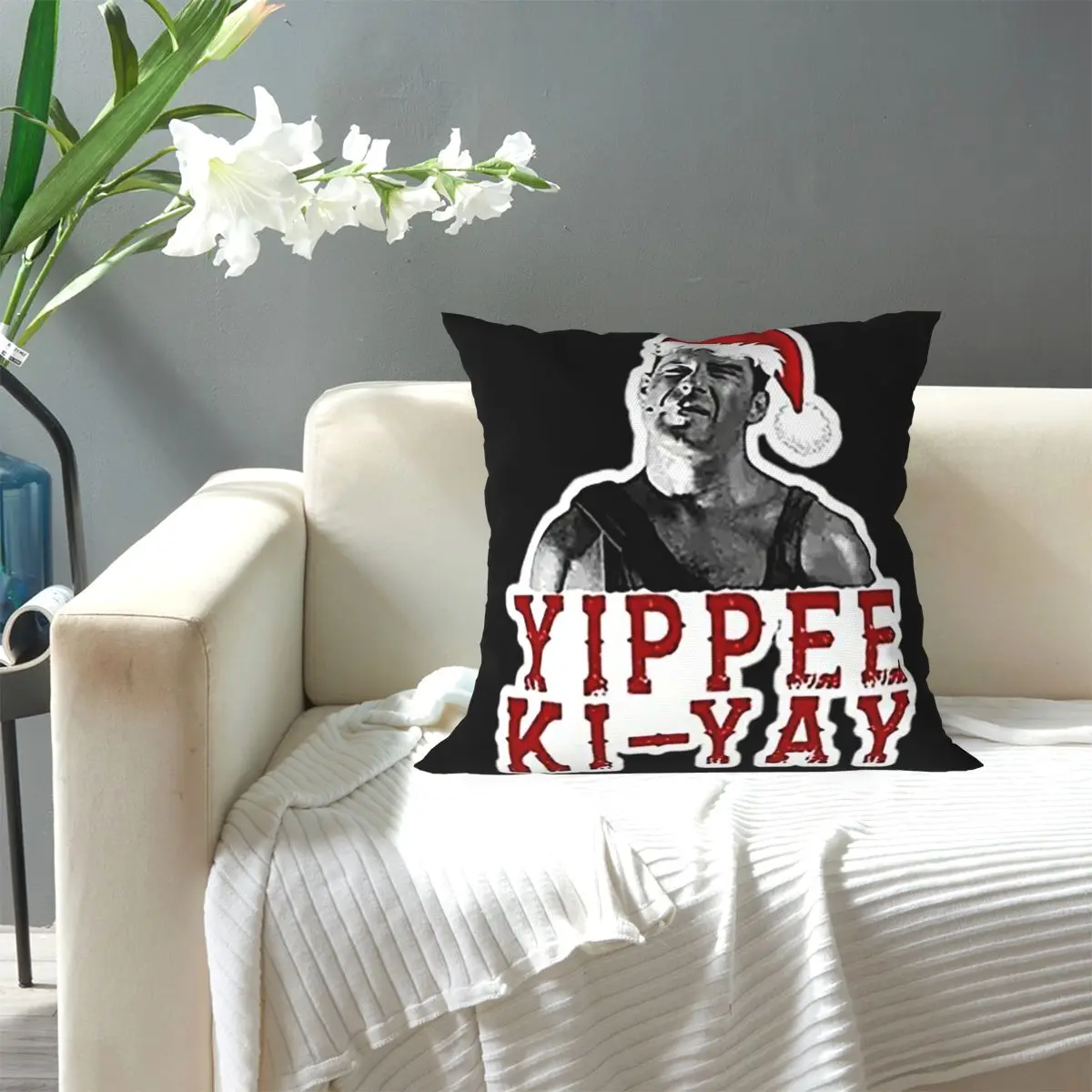 Yippie Ki-Yay Die Hard Christmas Square Pillowcase Pillow Cover Cushion Zip Decorative Comfort Throw Pillow for Home Bedroom