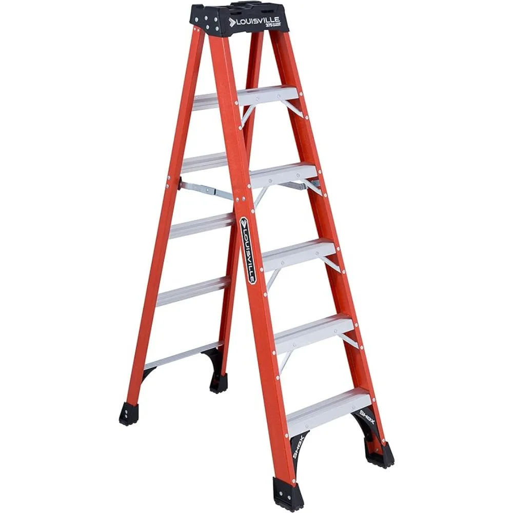 Louisville Ladder 6-Foot Fiberglass Step Ladder, 375-Pound Capacity, FS1406HD,Super Heavy Duty Grade,Not Conductive