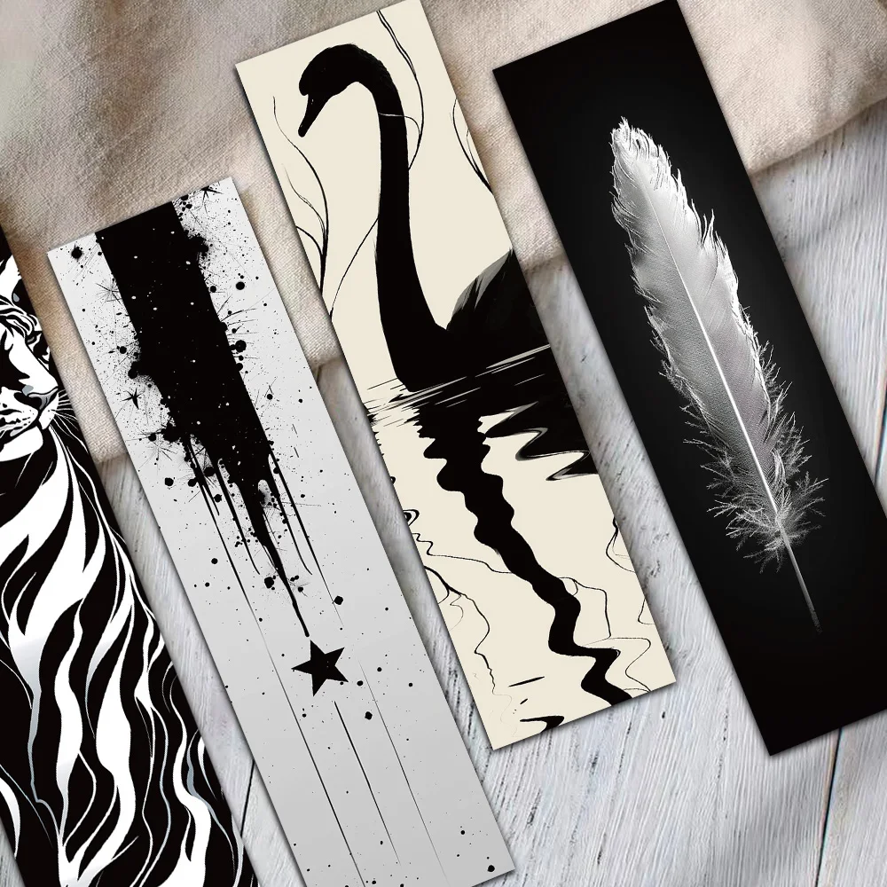 30PCS Creative Art Black and White Ink Painting Bookmarks Reading Tags Bookmarks Ink Painting Enthusiasts Collecting Bookmarks