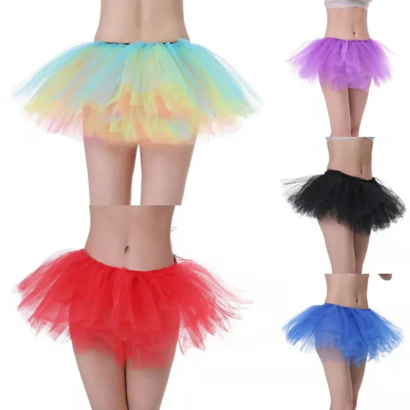 Tutu Skirt Women's Teens Classic Elastic 5 Layered Tulle Ballet Skirt 1950s Vintage Style Short Skirt Adult Size