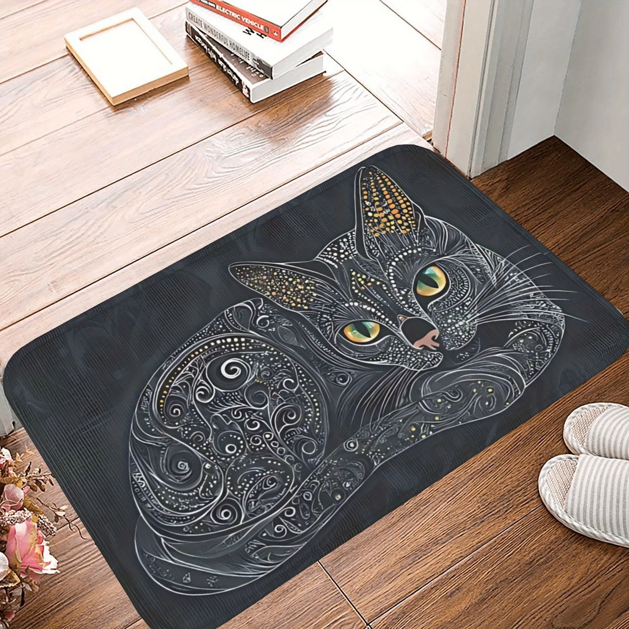 

1PC Docorative Feline Kitchen Rug Non-Slip Door Mat Pop design Bathroom Rug Bath Mat Carpet for Home Sink Laundry Decor