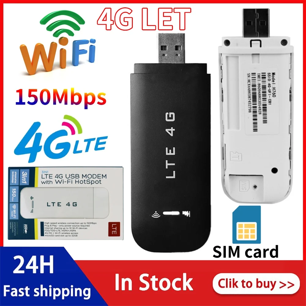 4G LTE Wireless USB Dongle WiFi Router 150Mbps Mobile Broadband Modem Stick Sim Card USB Adapter Pocket Router Network Adapter