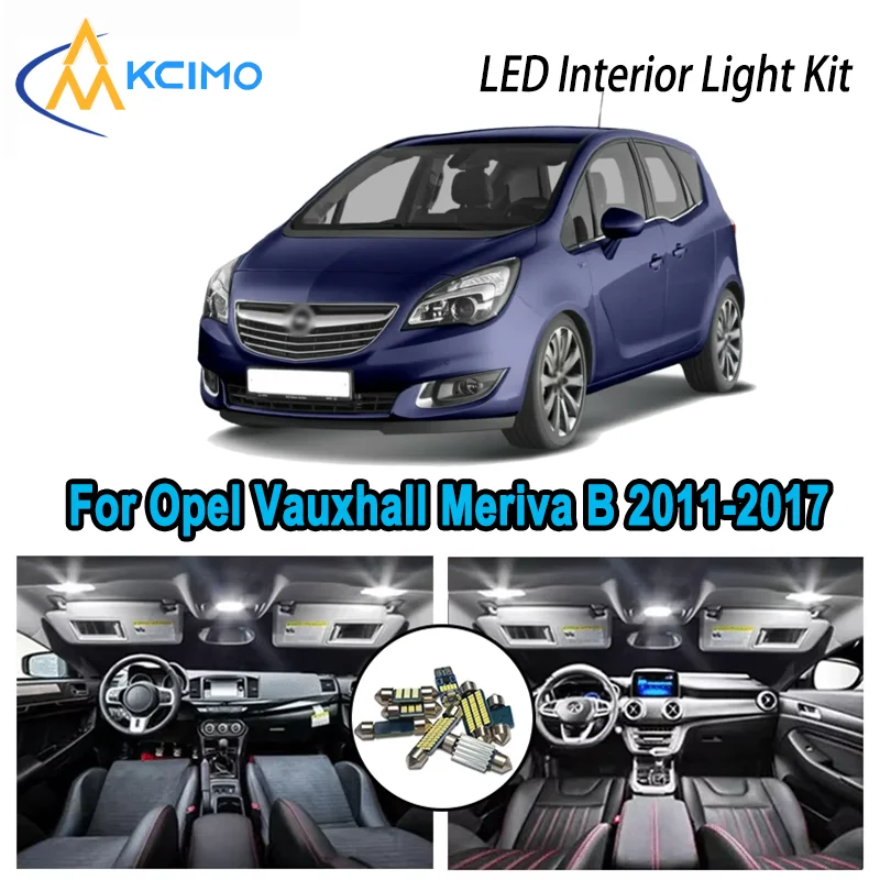 

For Opel Vauxhall Meriva B 2011-2017 2013 Premium Bright LED Interior Dome Map Trunk Light Kit Car Led Lamps Canbus No Error