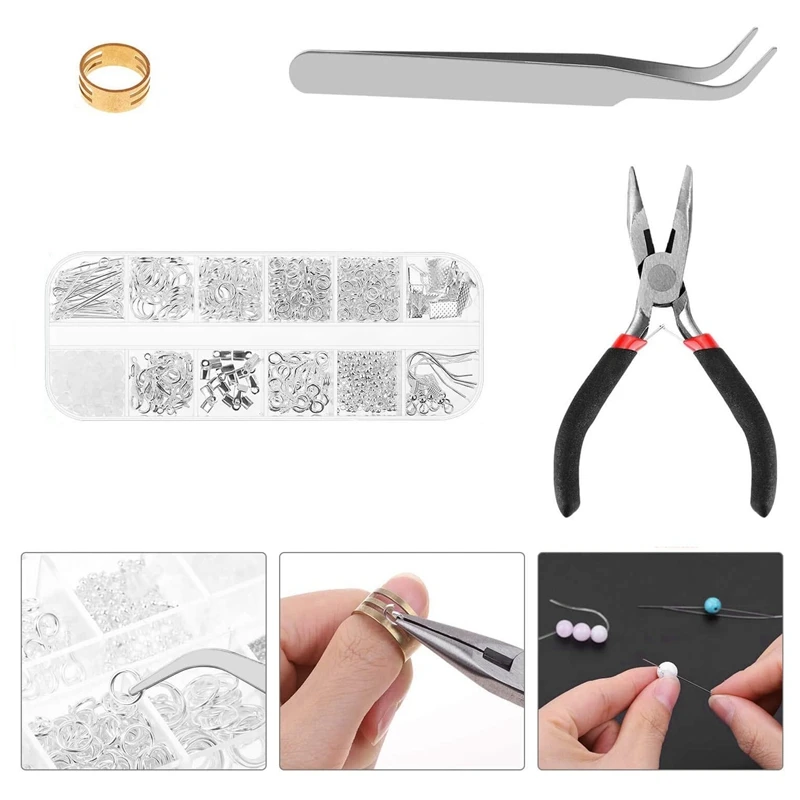 Fournitures pour la fabrication de bijoux, Kit de réparation de bijoux, Kit de fixation de bijoux avec fil de bijouterie et outils pour la fabrication de bijoux