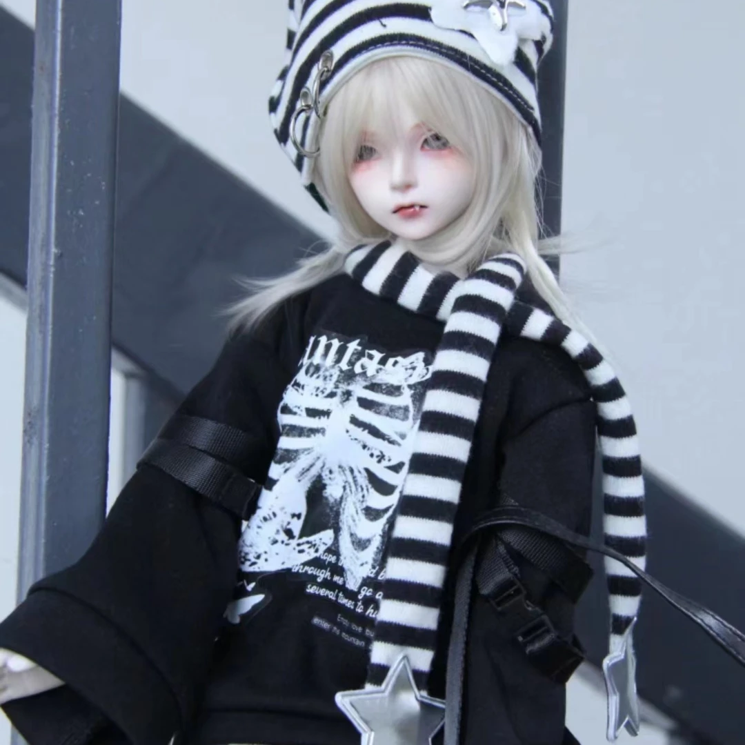 

Модный костюм для куклы 1/4 для куклы Bjd 45 см, черно-белая одежда, игрушки для девочек, платье, игровой домик, аксессуары для кукол, без куклы