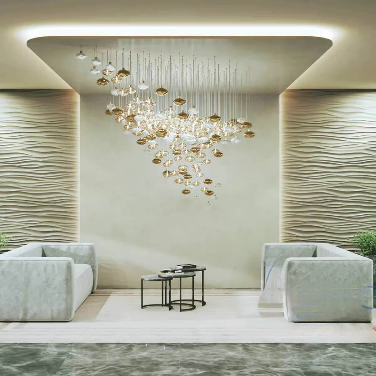 Customized pendant lamp hotel lobby art glass chandelier front hall corridor passageway hall decorative creative chandelier