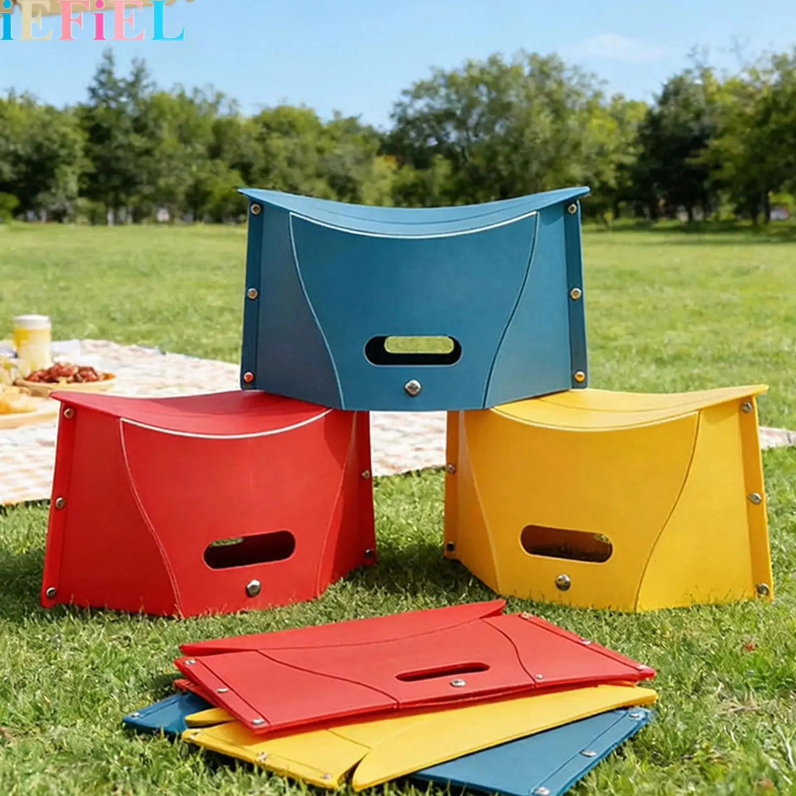 Foldable Portable Stool with Handle Outdoor Camping Fishing Collapsable Chair for Office Footrest Mini Bag Multi-function