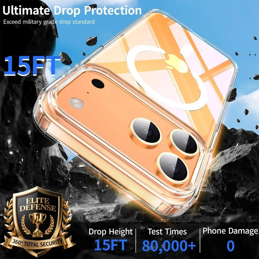 Funda transparente magnética para iPhone 17 Pro Max con protector de pantalla de privacidad [no amarillento] Funda delgada a prueba de golpes compatible con Ma