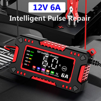12V 6A Intelligent Car Motorcycle Battery Charger Smart Digital LCD Display Lead Acid Battery Pulse Charger Maintainer