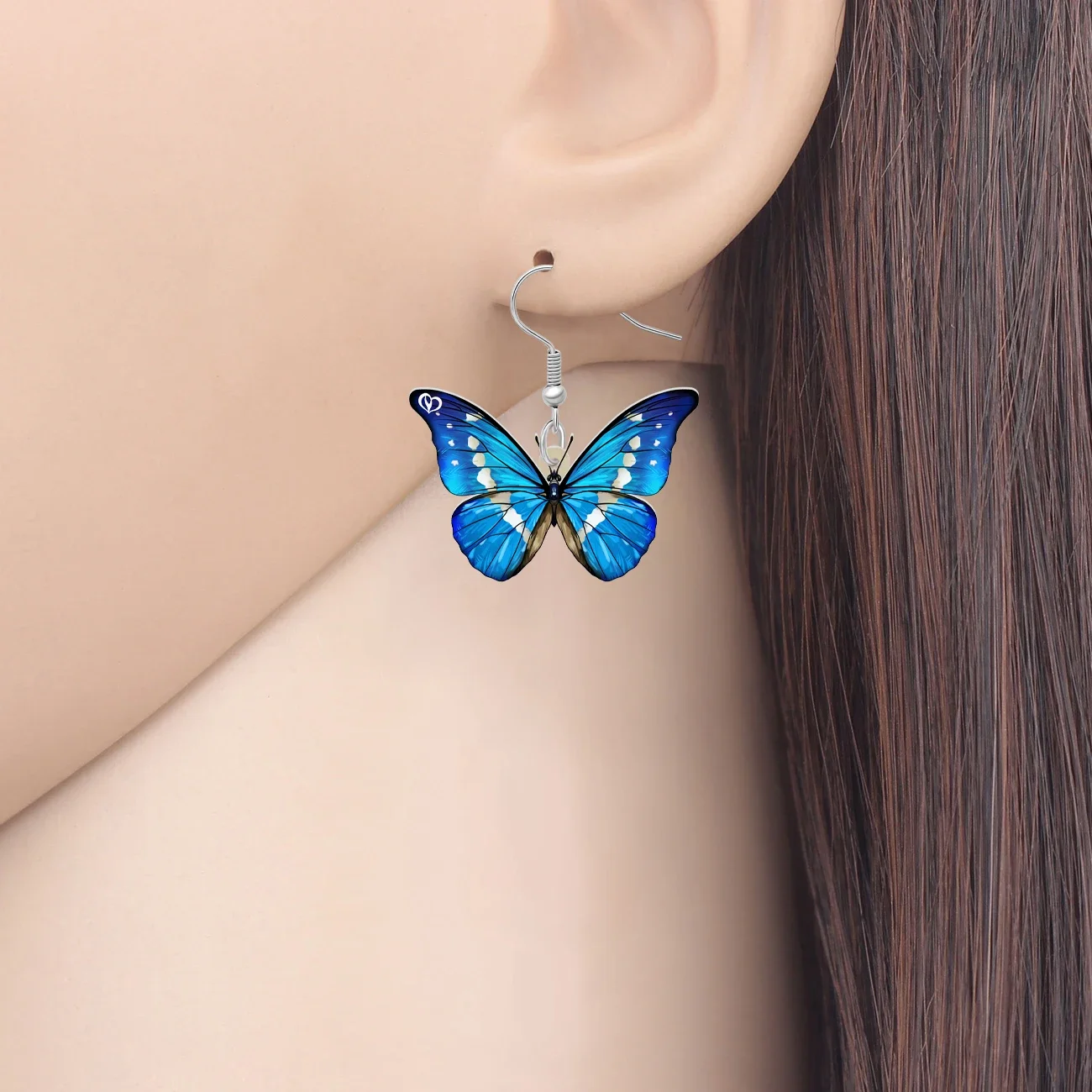 BONSNY Acrylic Blue Morpho Helena Butterfly Drop Dangle Earrings Jewelry Charms Gifts Party Favors For Women Girls